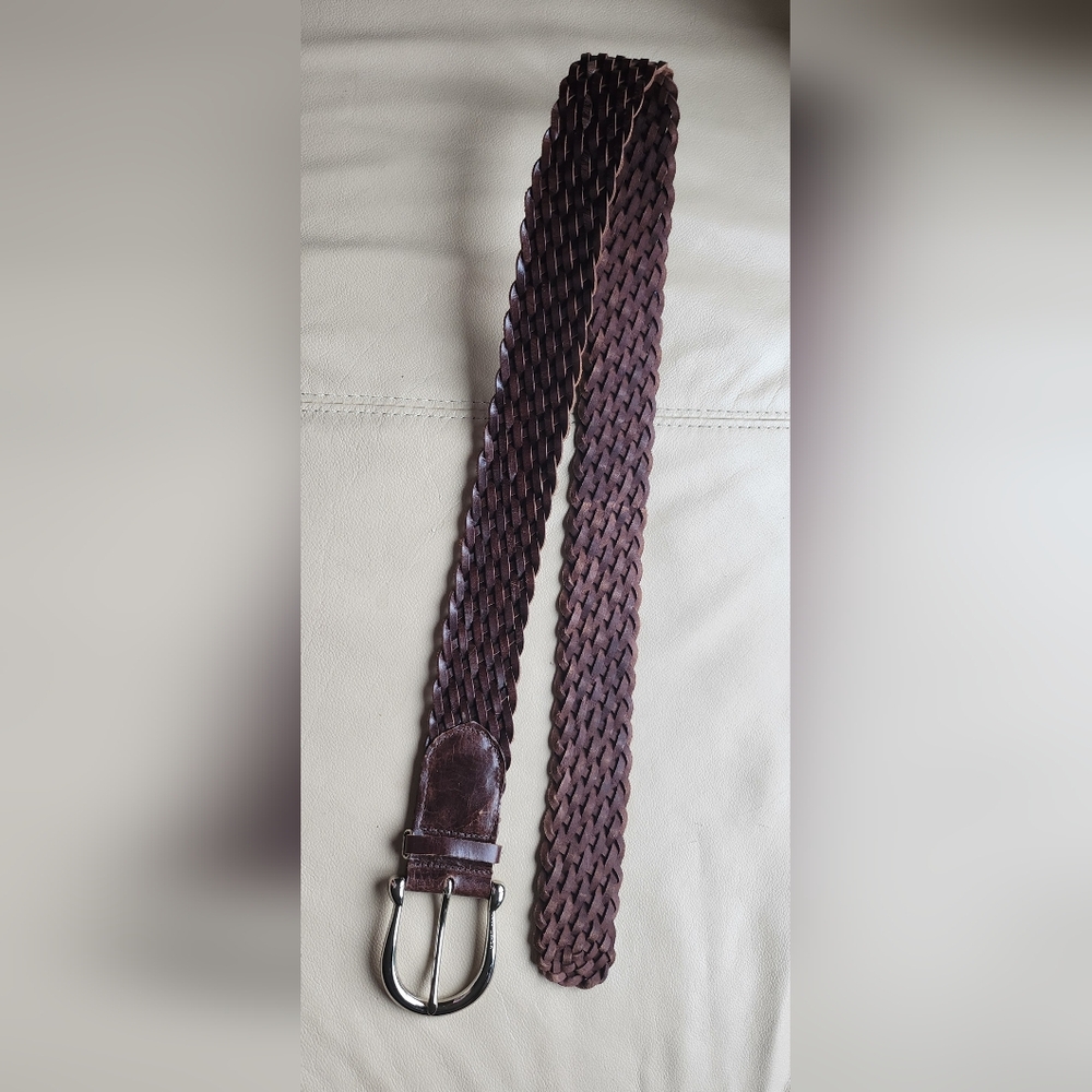 Michael Kors brown genuine leather braided belt